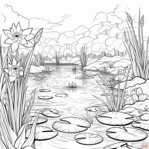 Раскраски Пруд для печати  для детей и взрослых
