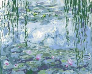 Картина по номерам ЖПН на холсте с подрамником Пруд с кувшинками, Раскраска 40х50, Озеро Пруд Природа Пейзаж