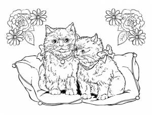 Раскраски кошка в камышах