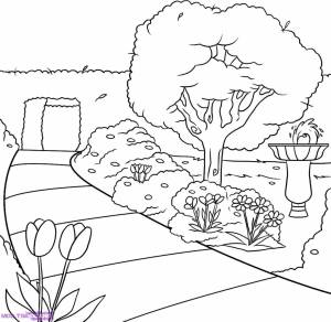 Рисунок сада для детей карандашом