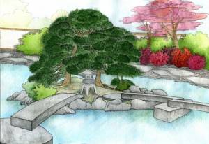 Рокарий стиля японский сад