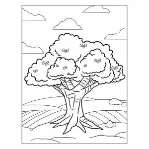 Раскраска Дуб с желудями