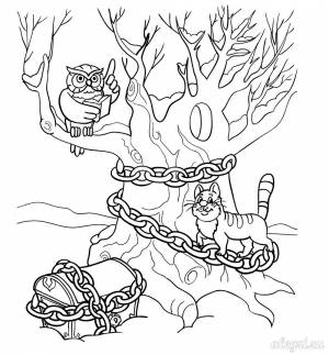 Раскраска у лукоморья дуб зеленый