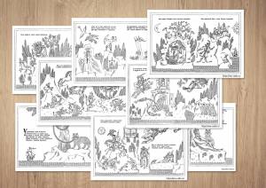 Раскраска у лукоморья дуб зеленый со стихотворением