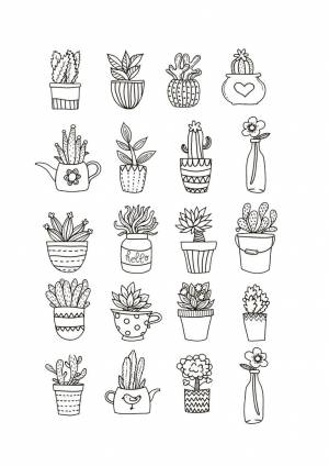 Контурные картинки Кактусы