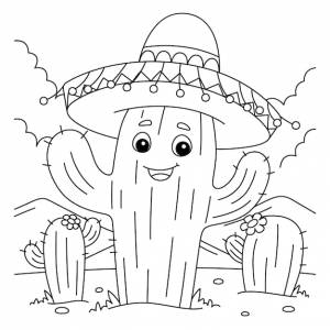 Раскраска кактус синко де майо для детей