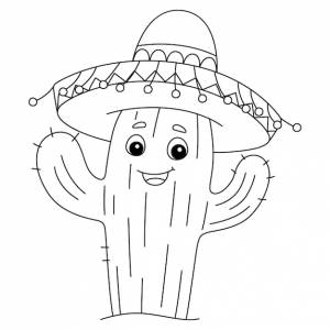 Кактус с изолированной раскраской сомбреро