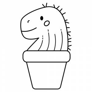 Раскраска Милый кактус динозаврик