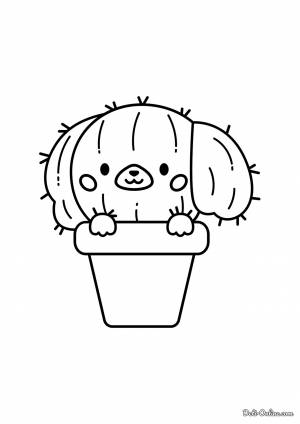 Раскраска Милый кактус щеночек