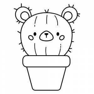 Раскраска Милый кактус мишка