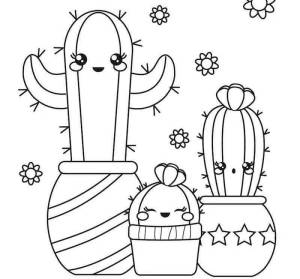Раскраски Кактусы милые