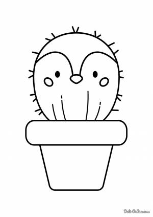 Раскраска Милый кактус пингвин