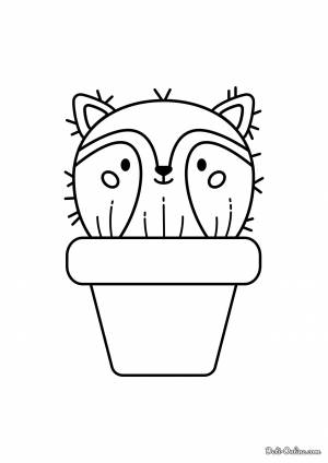 Раскраска Милый кактус лисичка