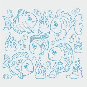 Трафарет Рыбки и водоросли