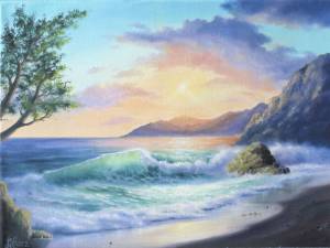 Море рисунок карандашом цветным