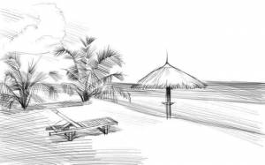 Рисунки моря карандашом для срисовки