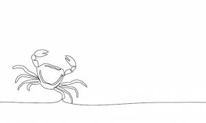 Краб океан  морское животное непрерывная линия один рисунок векторная иллюстрация простая линия