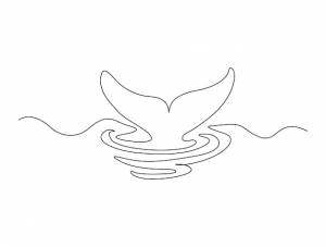 Непрерывный однолинейный рисунок китовой сказки