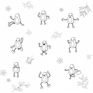 Традиционный векторный набор иллюстраций авокадо можно использовать для раскраски