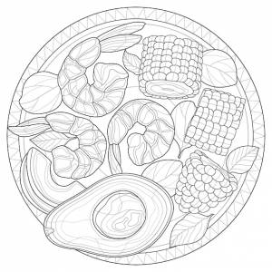 Креветки, кукуруза и авокадо