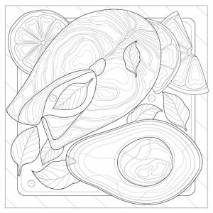 Лосось с авокадо, базком и лимоном