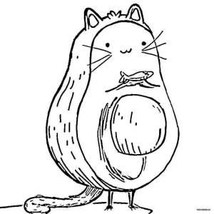 Раскраски Кот авокадо