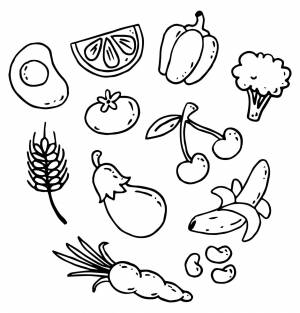 Раскраски с фруктами и овощами для печати