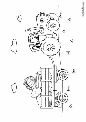 Раскраска Синий Трактор везёт овощи