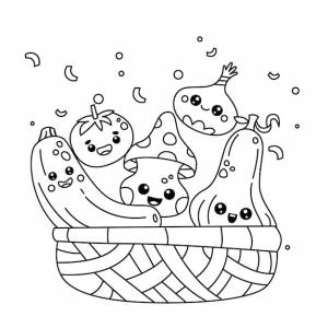 Раскраски овощи в корзине