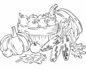 Раскраски Раскраска Овощи в корзине овощи