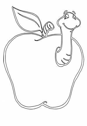 Раскраска Яблоко Червь