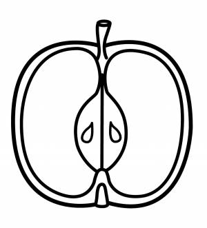 Раскраски яблоко, Раскраска Разрезанное яблоко Фрукты