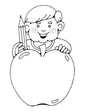 Раскраски мальчик, Раскраска Яблоко и мальчик яблоко